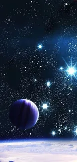 Galaxy space wallpaper with stars and planet.