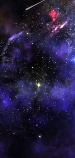 Vivid galaxy wallpaper with stars and nebula, featuring rich purples and cosmic elements.