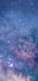 Galaxy starry night wallpaper for mobile, featuring deep blue and purple hues.