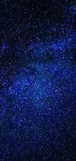 Dark blue galaxy starscape wallpaper for mobile phones.