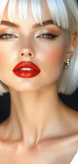 Elegant glamour portrait with red lips