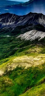 Breathtaking green mountain range wallpaper with lush and scenic views.