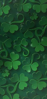 Mobile wallpaper with a green shamrock pattern.