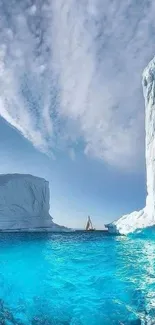 Breathtaking iceberg and ocean view wallpaper.