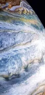 Vibrant Jupiter mobile wallpaper showing swirling cloud formations.