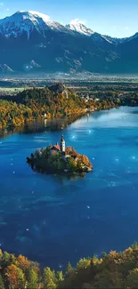 Breathtaking lake and mountain view, with vibrant autumn colors.