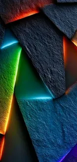 Abstract wallpaper with colorful layers and rainbow lighting effect.