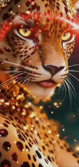 Fantasy leopard with glowing effects in stunning art design.
