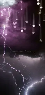 Vibrant lightning storm against a dark purple sky, capturing nature's electrifying beauty.