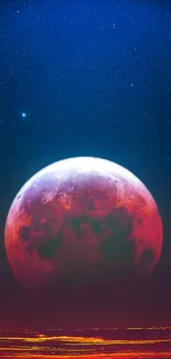 Vivid moon under starry sky mobile wallpaper.