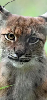 Close-up of a lynx with a focus on its captivating eyes and natural background.