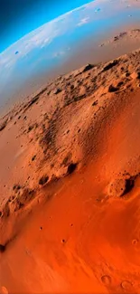 Vibrant mobile wallpaper of Mars surface with red and blue hues.