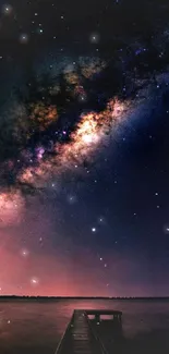 Mobile wallpaper showing the Milky Way over a serene night sky.