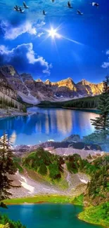 Majestic mountain landscape with vibrant blue lake.