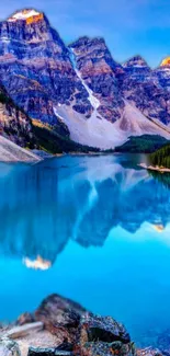 Breathtaking mountain lake with clear reflections and vivid blue waters.