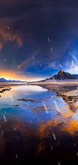 Breathtaking mountain landscape with a vivid sky reflection.