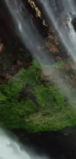 Stunning waterfall wallpaper with lush green scenery.