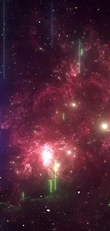 A breathtaking pink nebula surrounded by stars in deep space.