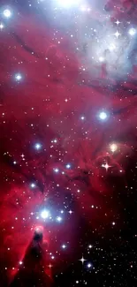 Vibrant red nebula filled with stars for your mobile wallpaper.