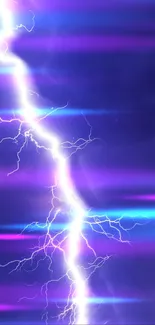 Neon lightning bolt on a dramatic dark background, perfect for mobile wallpaper.