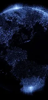 Stunning Earth view with blue lights from space.