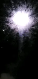 Bright explosion in a dark night sky with vibrant fireworks.