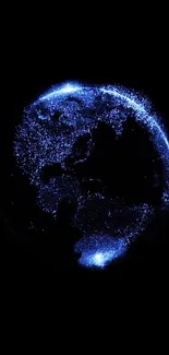Glowing digital Earth on a night sky wallpaper.