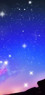 Vibrant night sky with stars and a colorful gradient.