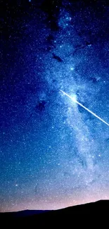 Beautiful night sky with stars and a shooting star.