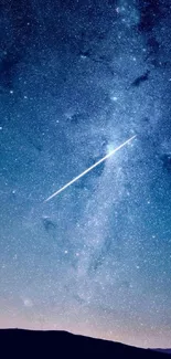 Starry night sky wallpaper with a bright shooting star.