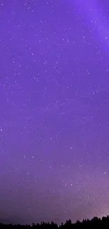 Purple starry sky wallpaper for mobile with a serene night scene.