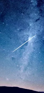 Night sky mobile wallpaper with a vibrant shooting star.