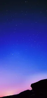 Starry night sky with blue-purple gradient.