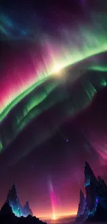 Stunning Northern Lights wallpaper with vibrant auroras and a mystical night sky.