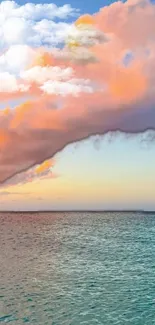 Breathtaking ocean with clouds and a vibrant sky gradient.