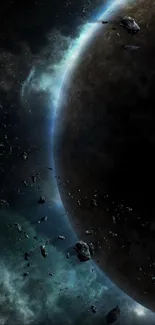 Mobile wallpaper of distant planets and cosmic scenes in space.