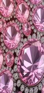 Vibrant pink gemstone with sparkling crystals.