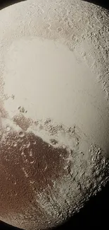 Pluto close-up with detailed texture against a black space background.