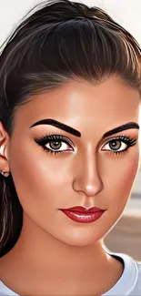 Close-up digital portrait of a woman with striking features.