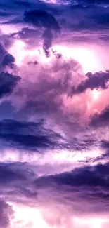 Stunning purple cloudscape mobile wallpaper showcasing mystical skies.