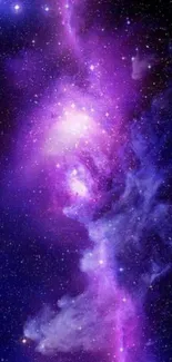 Purple galaxy with stars and nebula background for mobile wallpaper.