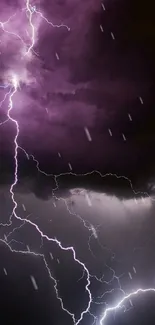 Mobile wallpaper featuring purple lightning against a dark cloudy sky.