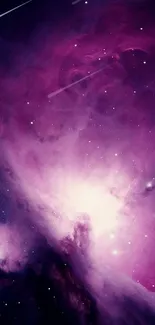 Vibrant purple nebula wallpaper with stars, perfect for mobile devices.