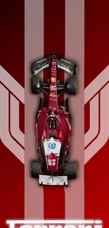 Stunning Formula 1 race car on red background wallpaper.