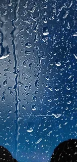 Raindrops on a dark blue night sky wallpaper.