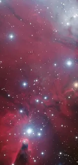 Red nebula with stars, perfect for mobile wallpaper.