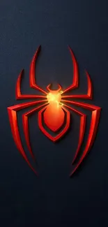 Red spider emblem on dark blue mobile wallpaper.