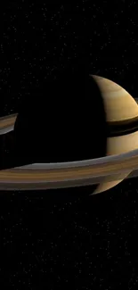 Beautiful Saturn wallpaper with rings in a starry backdrop.