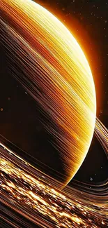 Stunning image of Saturn with glowing golden rings.
