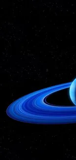 Stunning image of Saturn with its blue rings in a star-filled cosmic space.